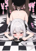 on floor,silver hair,black ribbon,  very long hair,dark dress, tiny breasts, loli, (((naked dogeza))),(((dogeza))),folded clothes,(((humiliation))),(((nsfw))),pet bowl,cum,open mou s-288794846.png